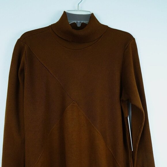 Calvin Klein Turtleneck Sweater Top Women's Plus Size 0X Brown Criss Cross - Picture 2 of 9